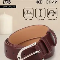 Ремень женский, 3.5&times;110 см, 1 прокол, серебристая пряжка, без винта, коричневый