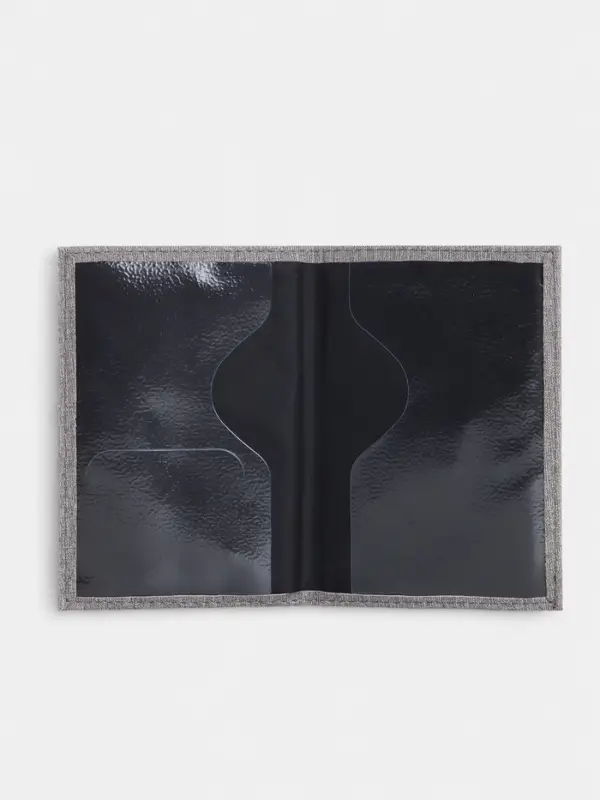 Обложка для паспорта, тиснение, под ткань, серая