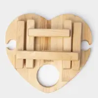 Столик - поднос для вина в форме сердца Adelica, с менажницей и складными ножками, на 2 персоны, d=30&times;1.8 см, дерево берёза