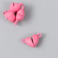 Замок магнитный металл "Сердечко" розовый матовый 2 шт 1,2х1,2 см Замок магнитный металл "Сердечко" розовый матовый 2 шт 1,2х1,2 см
