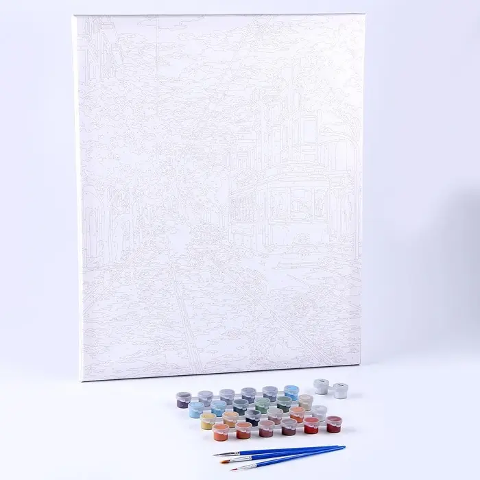 Картина по номерам на холсте с подрамником «Трамвай на закате» 40×50 см