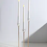 Подсвечник стекло, металл "Чаша-кристалл" d=2,2 см набор 3 шт h=23, 27,5 и 32,5 см