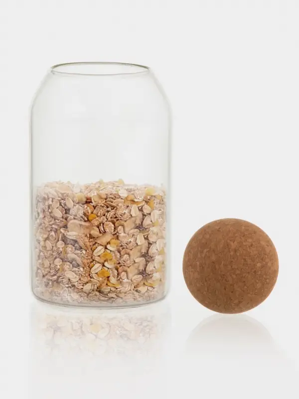 Банка для хранения сыпучих продуктов &laquo;Эко&raquo;, 800 мл, 9&times;18 см, с пробковой крышкой, стекло, прозрачная