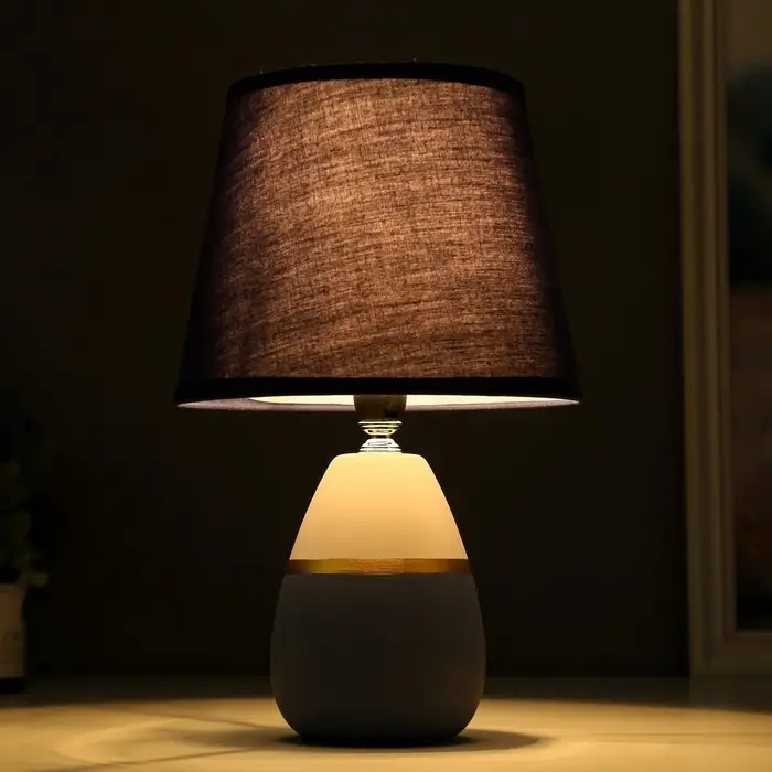 Настольная лампа с абажуром RISALUX 16199/1, E14, 40 Вт, сине-серый, 17&times;17&times;28 см