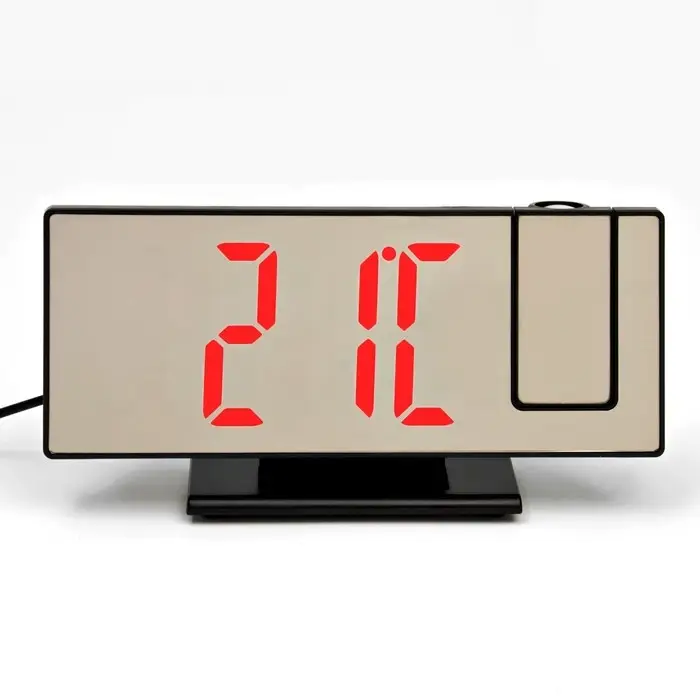 Часы-будильник электронные настольные с проекцией, USB, 18.4&times;7.5 см, красная индикация