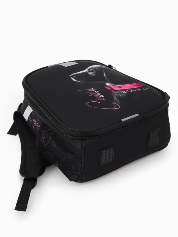 Рюкзак школьный для девочки &laquo;Собачка&raquo;, Stavia, эргономичная спинка, 30&times;16&times;38 см, чёрный