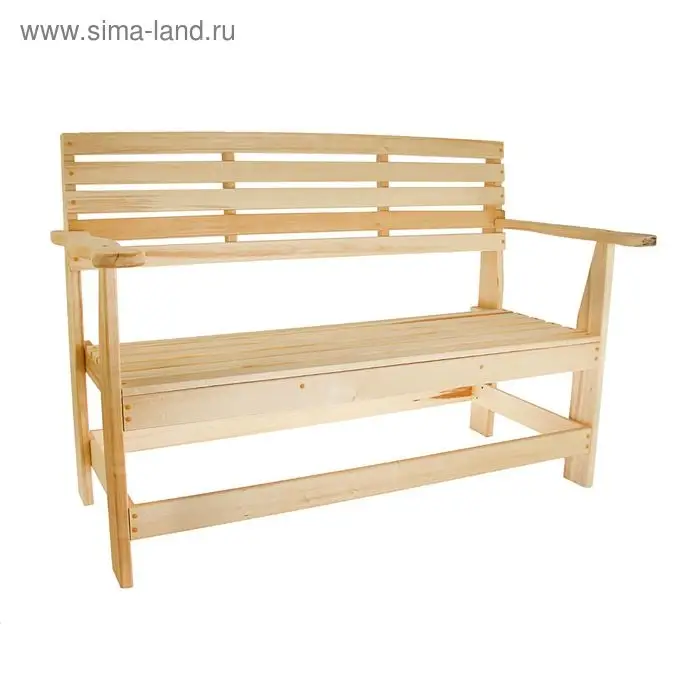Скамейка для бани и дачи, деревянная, липа, с подлокотниками, &laquo;Добропаровъ&raquo;