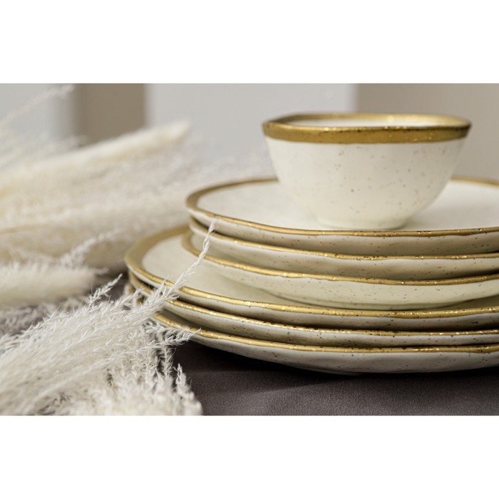 Тарелка фарфоровая десертная Magistro Poursephona, d=21 см, цвет бежевый Тарелка фарфоровая десертная Magistro Poursephona, d=21 см, цвет бежевый