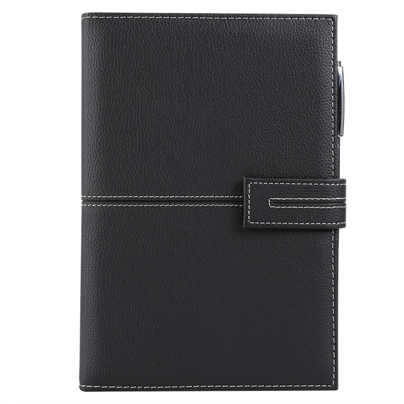 Блокнот Deli А5 120л 80 г/м твердая облож,клетка 5x5мм, черный кожа EN139G