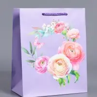 Пакет подарочный ламинированный &laquo;Цветочная симфония&raquo;, сиреневый, 18&times;22.3&times;10 см