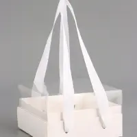 Коробка под бенто-торт, с прозрачной крышкой, белый, 14&times;14&times;8 см