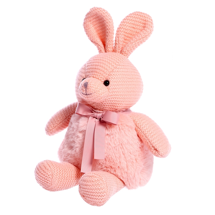 Мягкая игрушка «Зайка вязаный», цвет розовый, 38 см Мягкая игрушка «Зайка вязаный», цвет розовый, 38 см