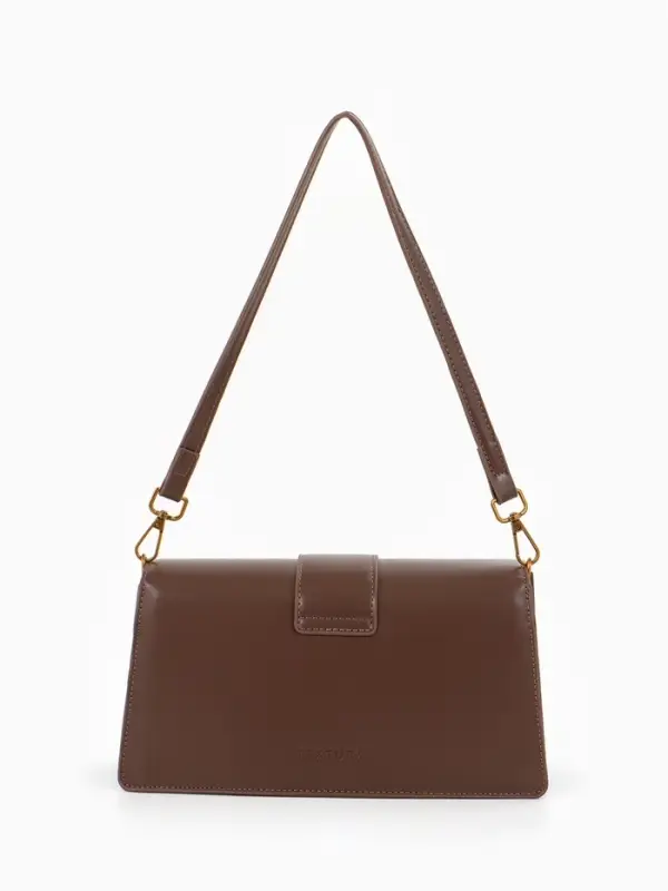 Сумка женская мессенджер TEXTURA на клапане, 26&times;8.5&times;14 см, коричневая