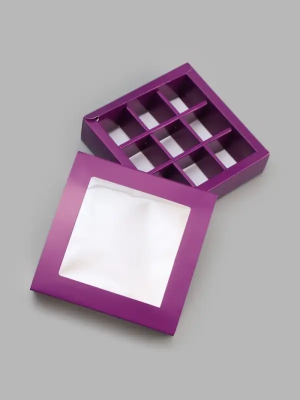 Коробка для 9 конфет, сиреневый, 13.5&times;13.5&times;3.5 см
