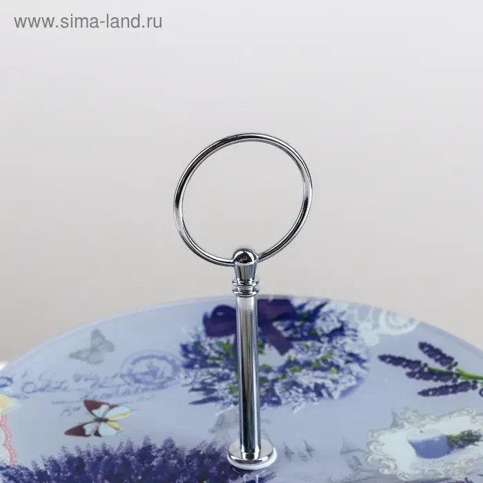Этажерка - фруктовница круглая Доляна &laquo;Лаванда&raquo;, 2 яруса, d=25/20 см, стекло, цвет сиреневый