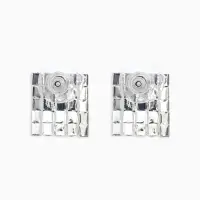 Серьги со стразами "Квадрат" 15*15мм, цвет белый в серебре