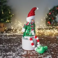 Игрушка мягкая &laquo;Снеговик в сияющем костюме и шарфике&raquo; 49&times;19 см, красно-зелёный