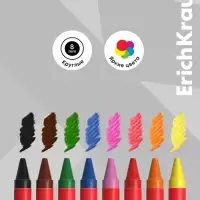 Восковые мелки 8цв, ErichKrause "Jolly Friends", кругл, европодвес