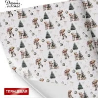 Бумага упаковочная глянцевая &laquo;Милые мишки&raquo;, 1 лист, 70&times;100 см