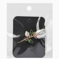 Брошь &laquo;Цветок&raquo; роза. жемчуг, цвет белый в серебре