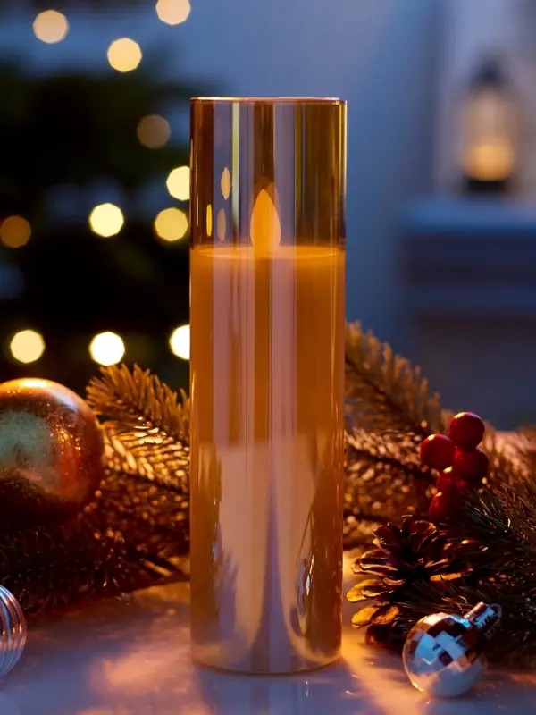 Светодиодная свеча &laquo;Золотистая&raquo;, 20&times;5.5 см, от батареек AAx2, свечение тёплое белое