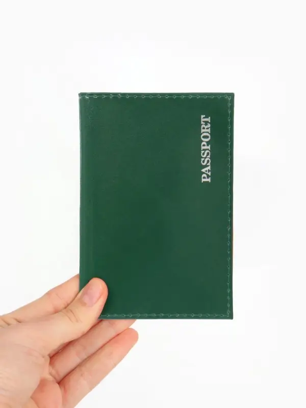 Обложка для паспорта, гладкая, тиснение серебряной фольгой, зелёная