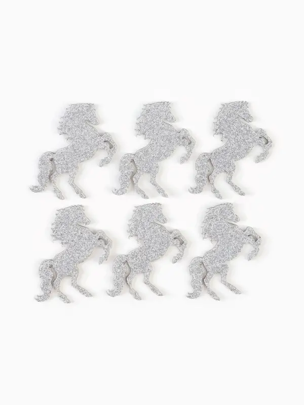 Декор Декор "Лошадки" на клеевой основе, цвет серебро, набор 6 шт.