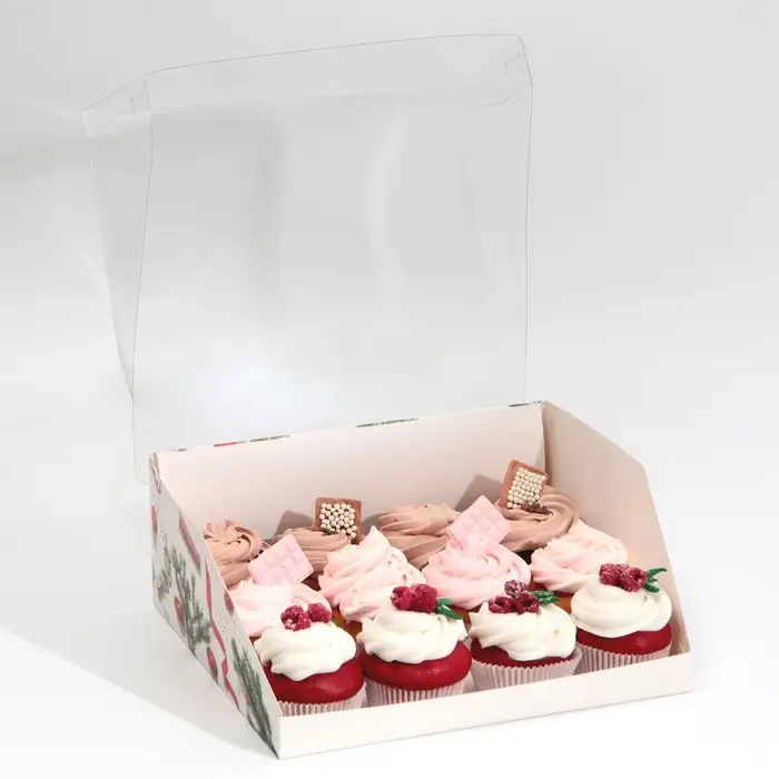 Коробка для кондитерских изделий с PVC-крышкой «Ветки», 25 х 22,5 х 10 см Коробка для кондитерских изделий с PVC-крышкой «Ветки», 25 х 22,5 х 10 см