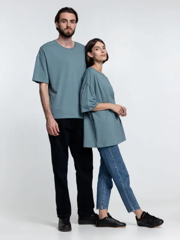 Футболка унисекс оверсайз Crosstown, серо-зеленая, размер S