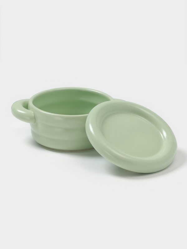 Горшочек для запекания Доляна «Зефир», 250 мл, 15×10,5×6,3 см, с ручками, с крышкой, керамика, зелёный Горшочек для запекания Доляна «Зефир», 250 мл, 15×10,5×6,3 см, с ручками, с крышкой, керамика, зелёный