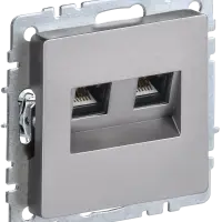 BRITE Розетка компьютерная двойная RJ45 кат.5E РК10-2-БрС сталь