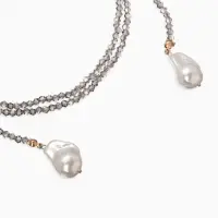 Бусы бисерные с подвесами жемчуг &laquo;Нить стекла&raquo;, L=120 см, №2, серые