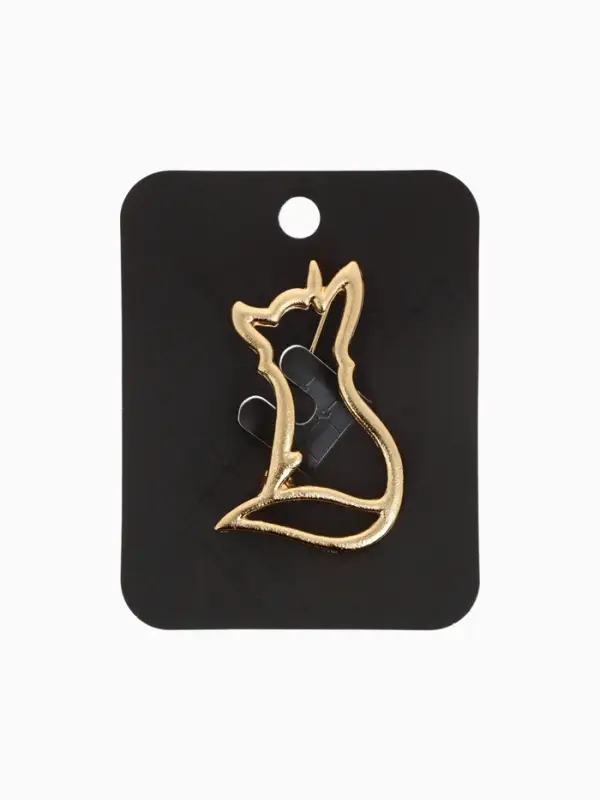 Брошь &laquo;Лиса&raquo;, сидящая, цвет золото