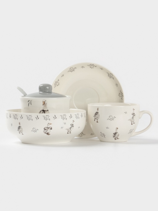 Подставка под ложку Доляна Подставка под ложку Доляна "Гуси" цвет белый 22,3x7,1x2,7 см