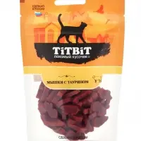Мягкие снеки TitBit для кошек, мышки с таурином, баранина, 50 г