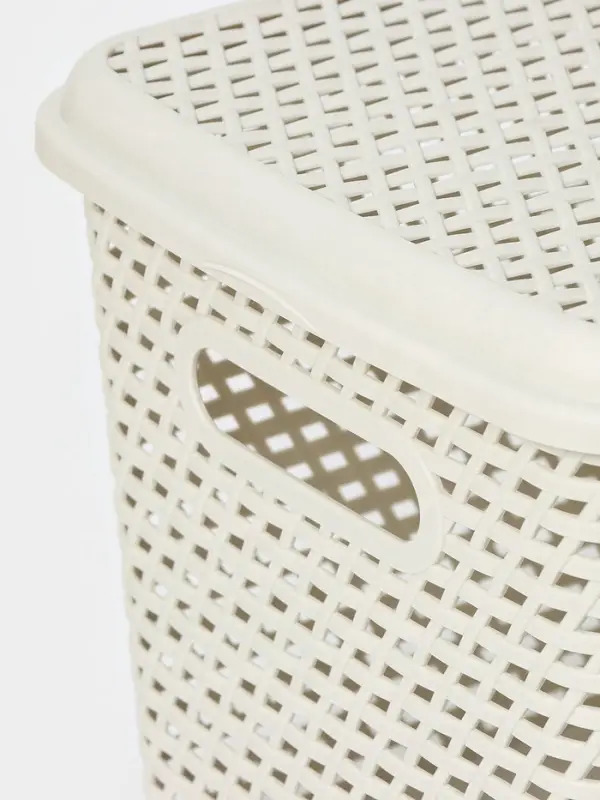 Корзина для хранения &laquo;Ротанг&raquo;, 23 л, 45&times;30&times;26.5 см, с крышкой, белая