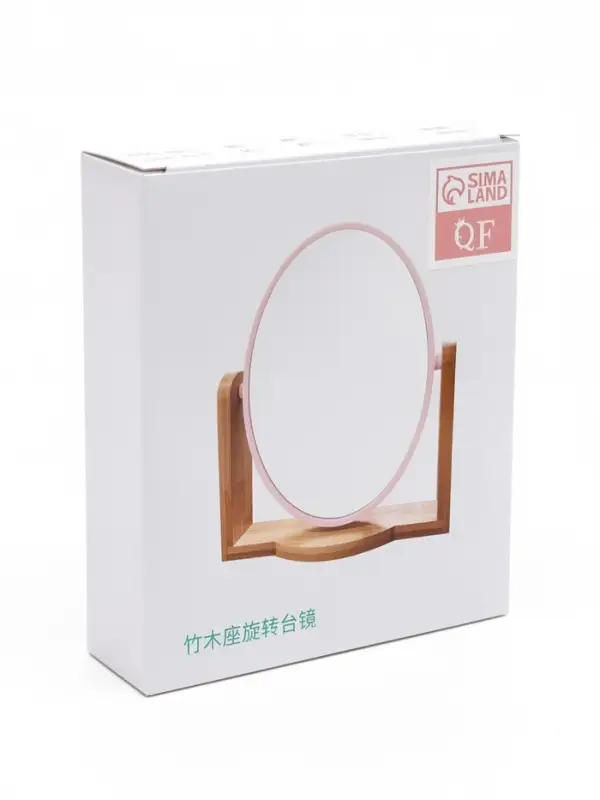 Зеркало настольное BAMBOO, с увеличением х2, двустороннее, 18&times;20.8 см, (14.2&times;17.6 см), бамбуковое