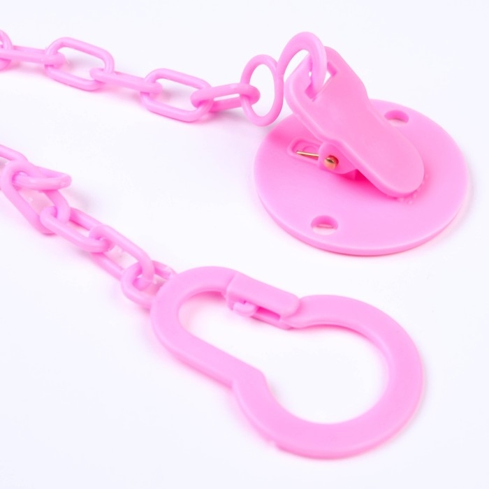 Держатель для соски - пустышки , «Маленькая леди», на цепочке, цвет розовый Держатель для соски - пустышки , «Маленькая леди», на цепочке, цвет розовый