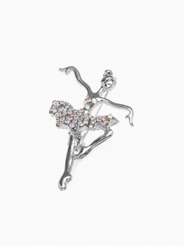 Брошь &laquo;Балерина&raquo;, аллонже, радужная в серебре