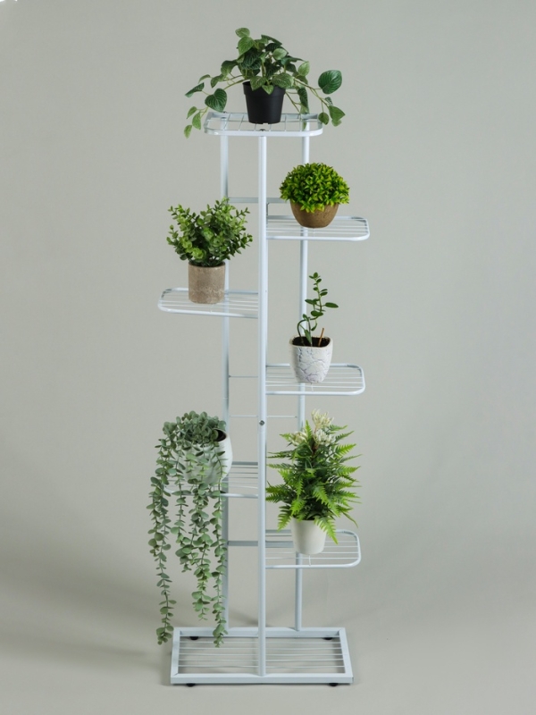Подставка для цветов Greengo, 7 полок, 43 × 22 × 126 см, напольная, металл, белая Подставка для цветов Greengo, 7 полок, 43 × 22 × 126 см, напольная, металл, белая