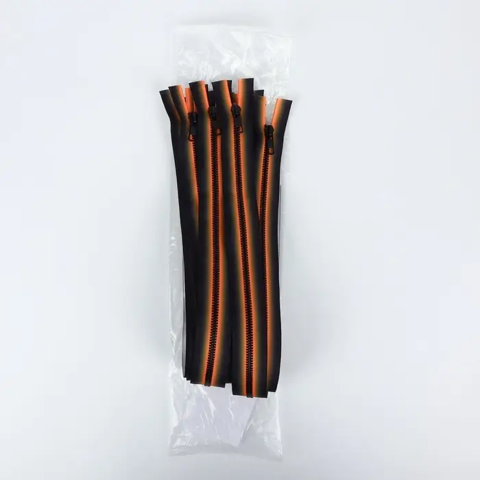 Молния «Трактор», №5, разъёмная, замок автомат, 50 см, оранжевая, чёрная