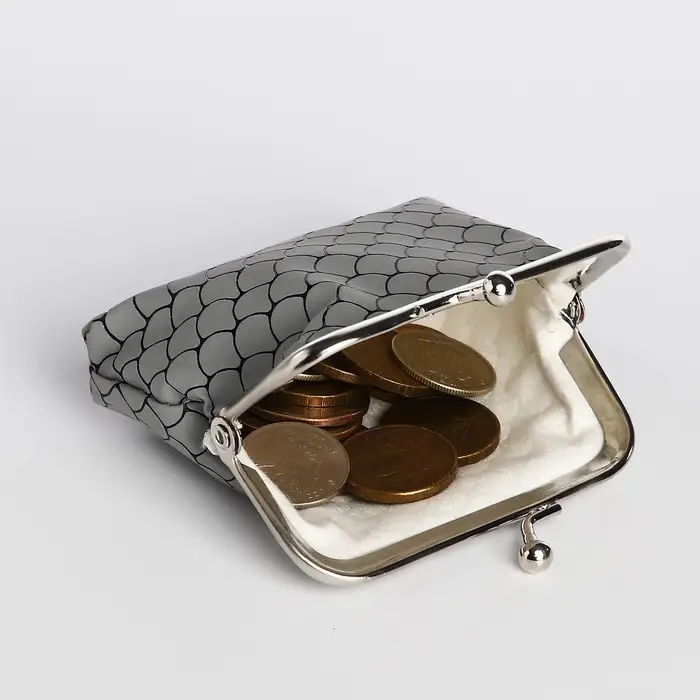 Кошелёк монетница детская на фермуаре, цвет серый