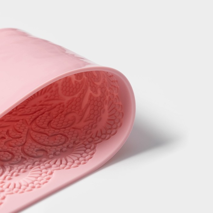 Коврик для айсинга Доляна «Ажур», силикон, 40×10 см, цвет розовый Коврик для айсинга Доляна «Ажур», силикон, 40×10 см, цвет розовый