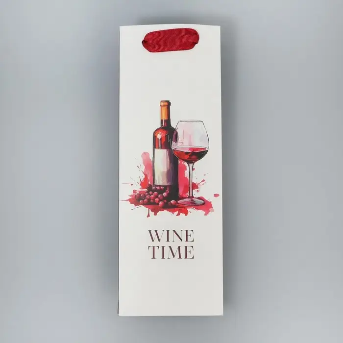 Пакет подарочный под бутылку, упаковка, «Время винишка», 9 х 25 х 8.5 см