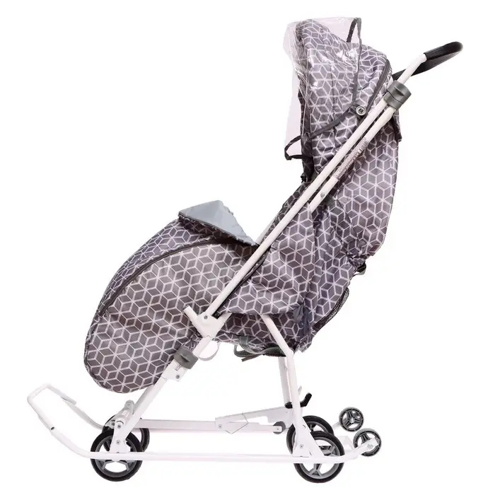Санки-коляска «Наши детки 3-1К», принт: с ромбиками серый Санки-коляска «Наши детки 3-1К», принт: с ромбиками серый