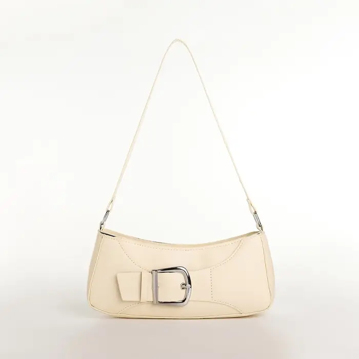 Сумка женская багет на молнии, 26&times;5&times;10.5 см, молочная