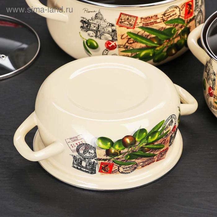 Набор кастрюль &laquo;Римские каникулы&raquo;, 3 предмета: кастрюли 2 л, 3 л, 4 л, стеклянные крышки