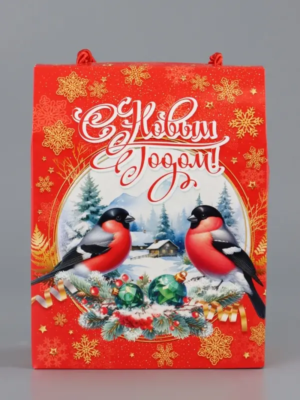 Коробка подарочная складная Коробка подарочная складная "Снегири" 16 х 8 х 20 см