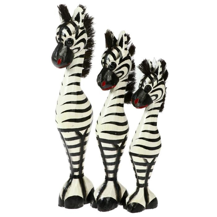 Сувенир дерево  Сувенир дерево "Семейство зебр" (набор 3 штуки: высота 40,35,30 см)