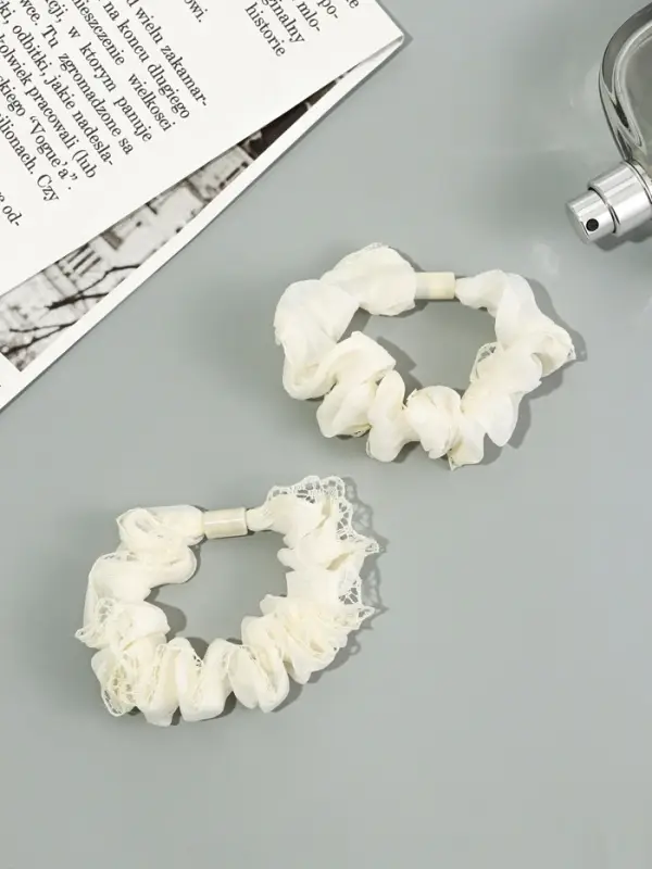 Резинка для волос Резинка для волос "Каприс" (набор 2 шт) 7 см, молочный